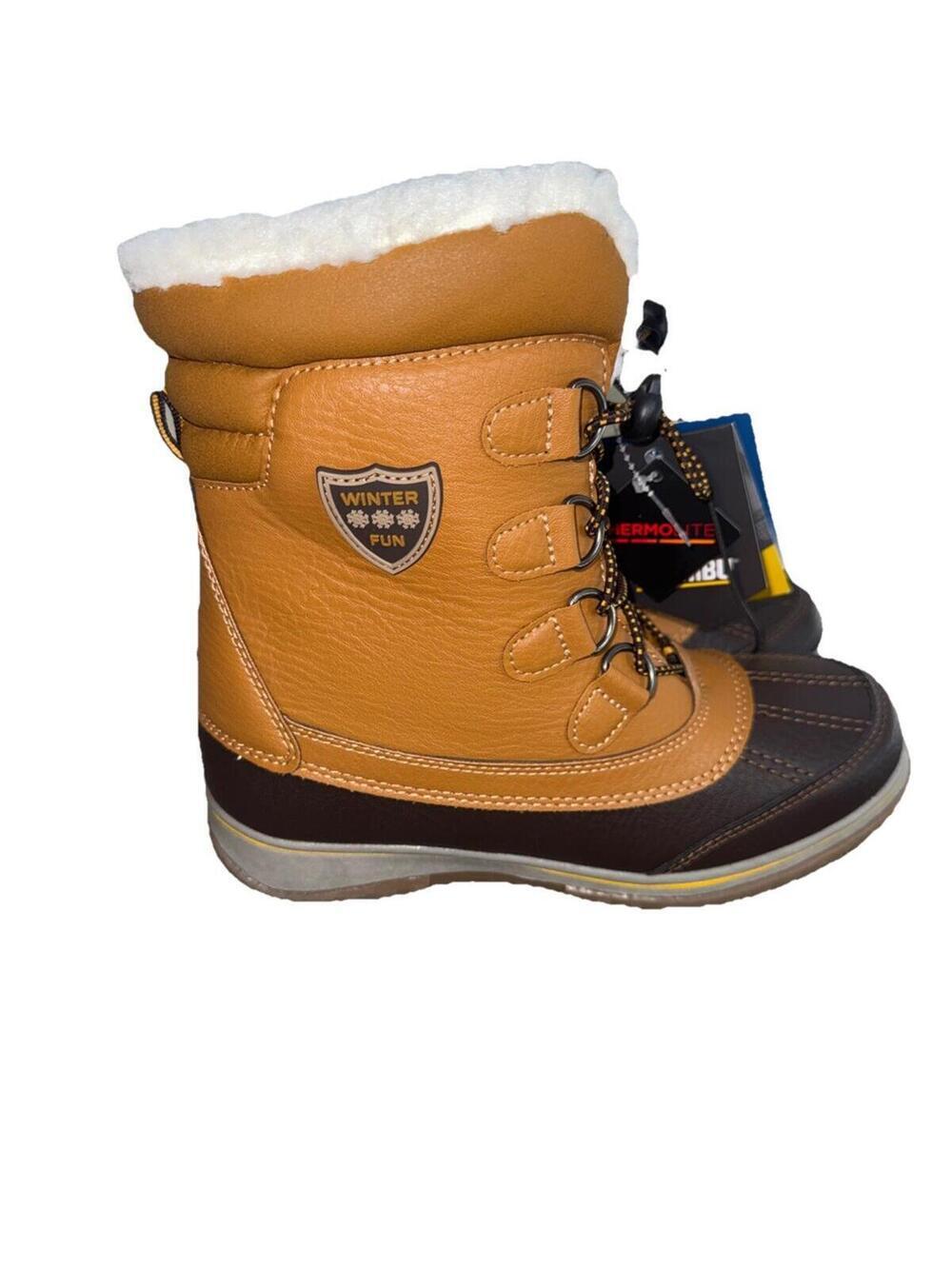 Totes Brown David Winter Snow Boots Faux Fur Toddler Size 4 Boy/girl NEW W TAGS